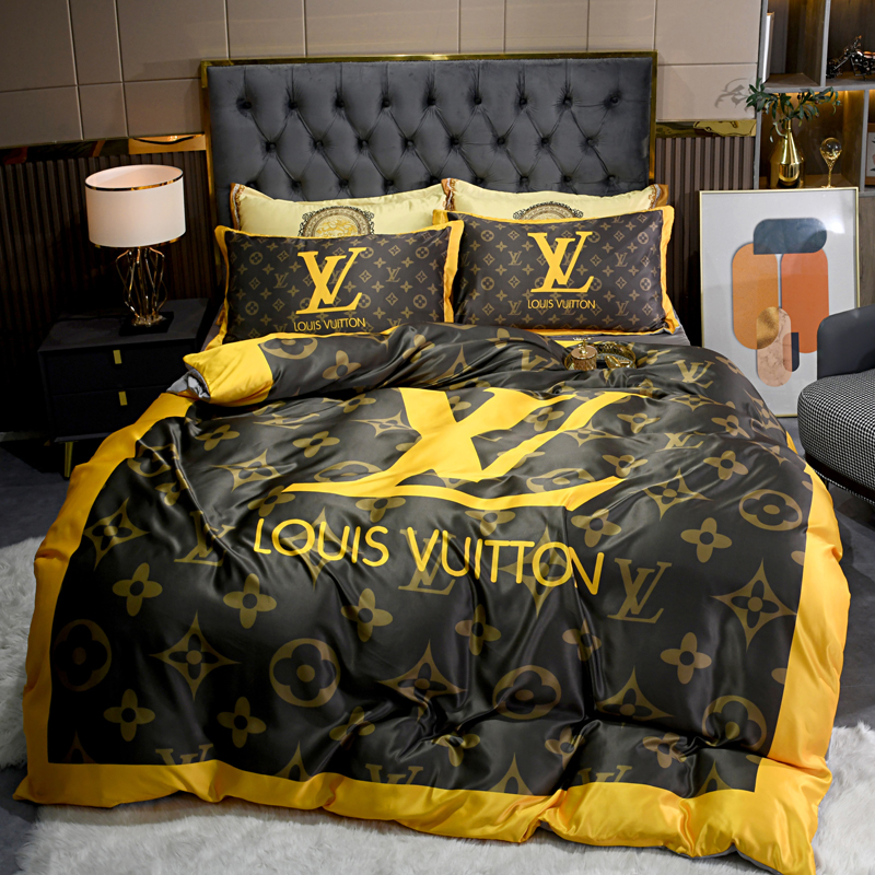 LOUIS VUITTON　ルイヴィトン　シルクサテン掛布団カバー　夏　寝具4点セット　LV掛け布団カバー　ボックスシーツ　枕カバー　洗える 人気ブランドベッド用品　2色 - 画像 6