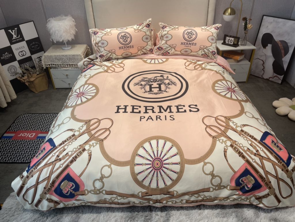 エルメス　掛け布団カバーセット　HERMES布団カバー4点セット　妙趣の絵柄寝具ベッド用品夏2色　心地よい - 画像 4