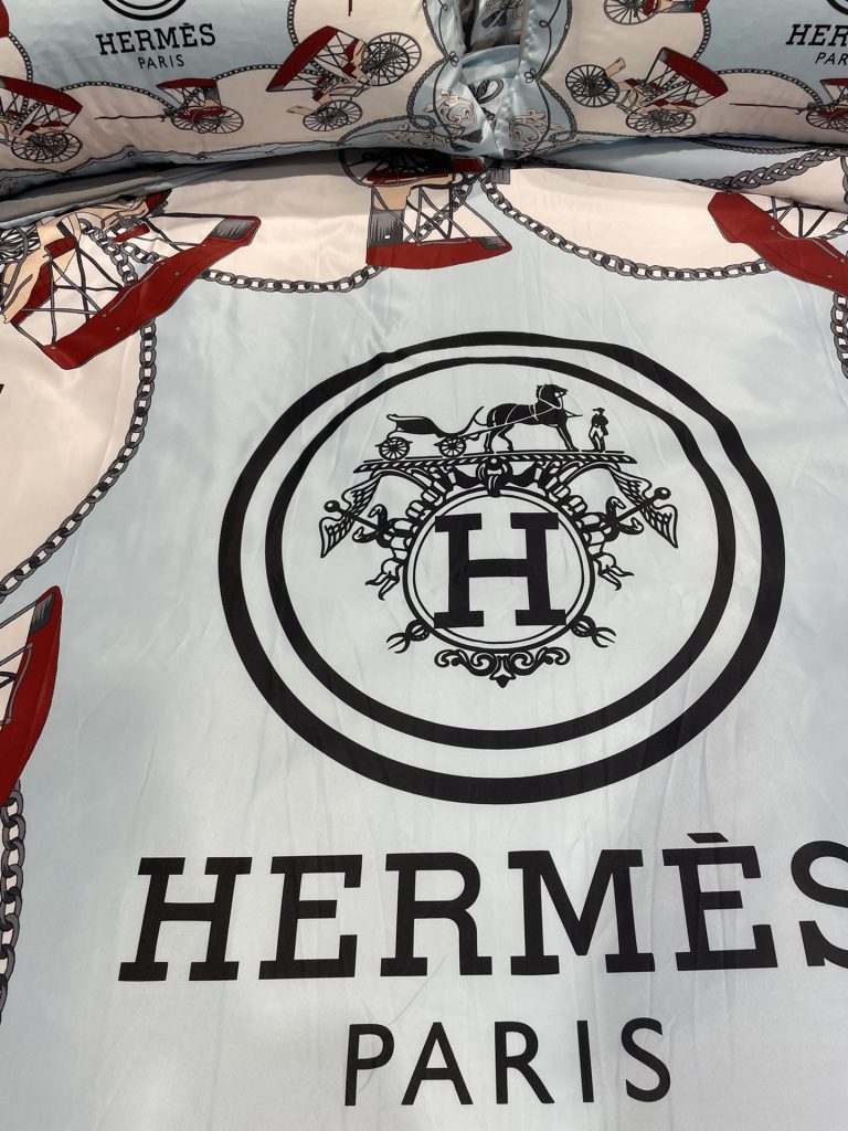 エルメス　掛け布団カバーセット　HERMES布団カバー4点セット　妙趣の絵柄寝具ベッド用品夏2色　心地よい - 画像 2