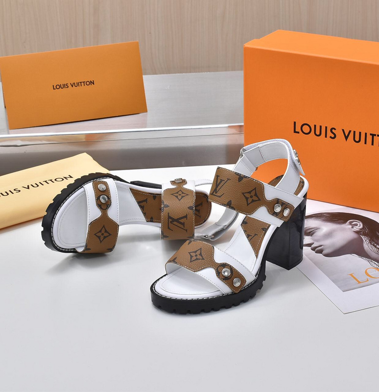 Louis Vuitton　ルイヴィトン　ハイヒール　LVサンダル女性　厚いヒール　モノグラム - 画像 3