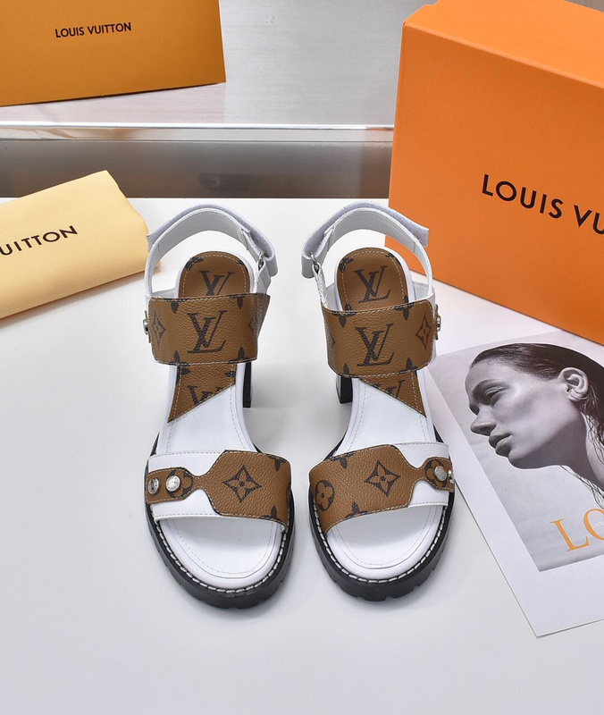 Louis Vuitton　ルイヴィトン　ハイヒール　LVサンダル女性　厚いヒール　モノグラム - 画像 2
