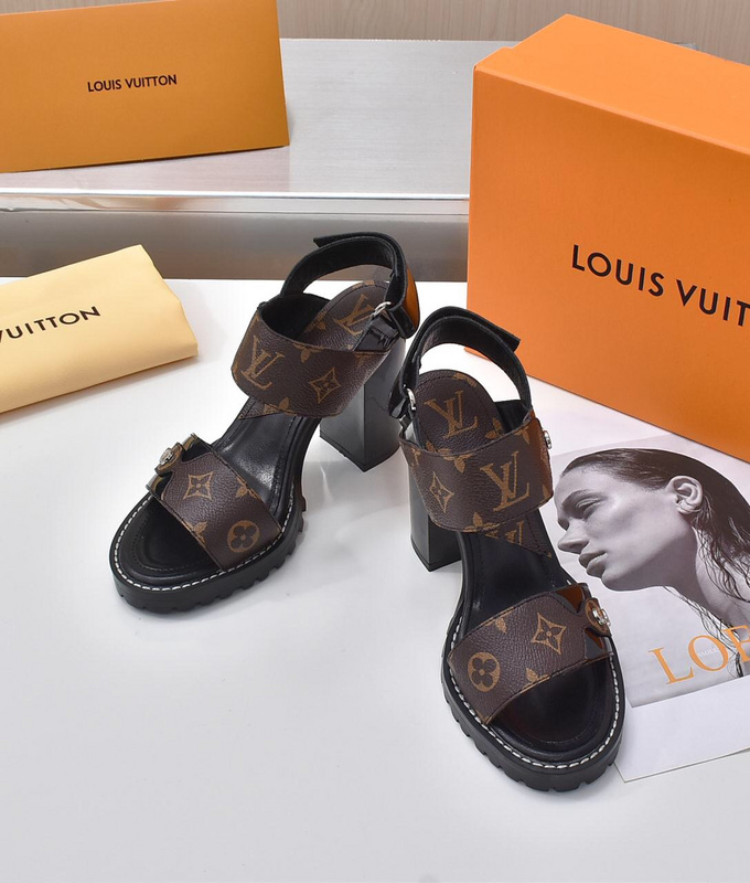 Louis Vuitton　ルイヴィトン　ハイヒール　LVサンダル女性　厚いヒール　モノグラム - 画像 5