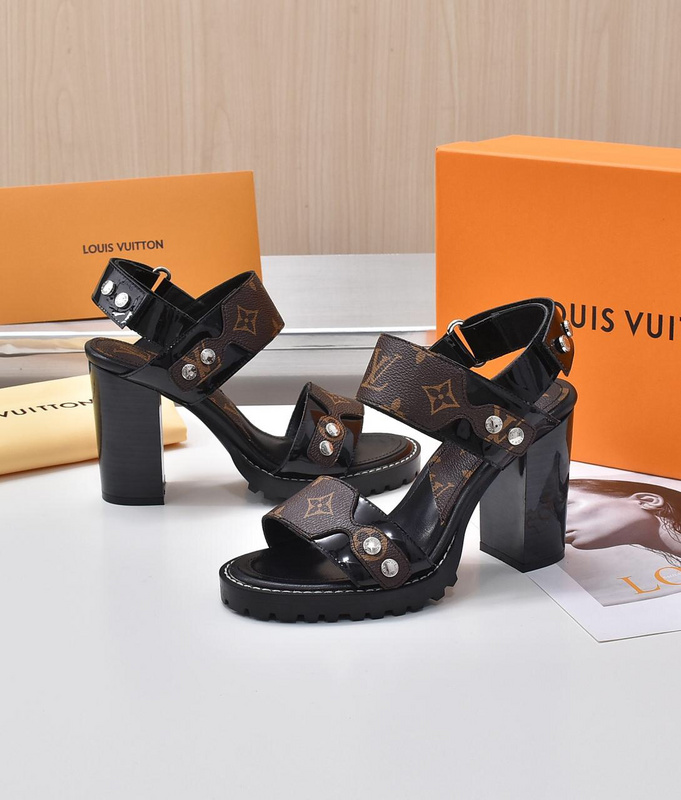 Louis Vuitton　ルイヴィトン　ハイヒール　LVサンダル女性　厚いヒール　モノグラム - 画像 6