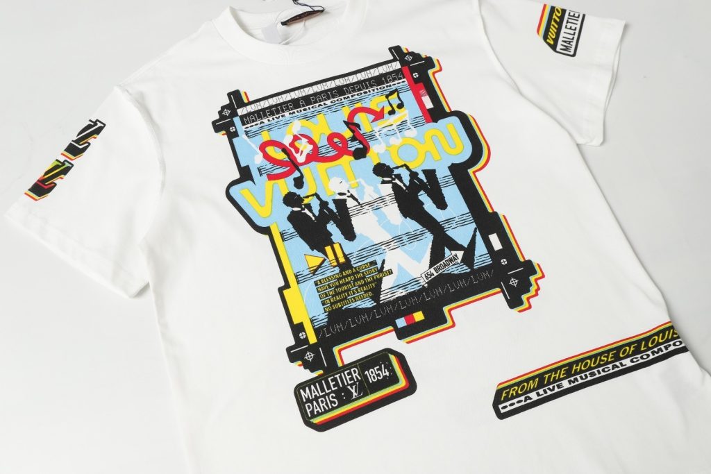 ルイヴィトン　Louis Vuitton　半袖シャツ　Ｔシャツ　ホワイト　T-Shirt　クルーネック　プリントシャツ - 画像 3