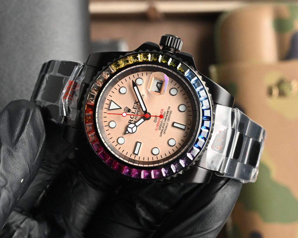 Rolex ロレックス✨ロレックス改造ベース✨天然ジルコン超輝き！40mm自動巻きメンズ腕時計🔥防水💎高級感 - 画像 4