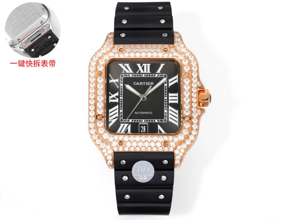 Cartier カルティエ✨Cartier✨ 高級腕時計 サントス 100 メンズ 自動巻き 本革ベルト 💎 メンテナンス済み ⌚️ 💼 美品 🎁 ギフトに最適 - 画像 4