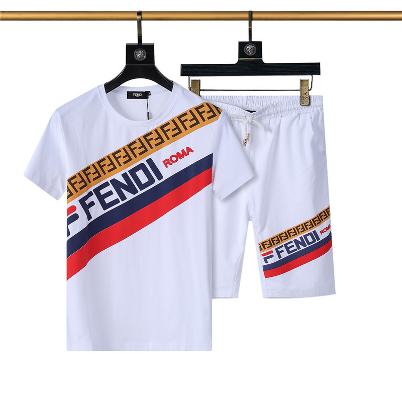 フェンディ　セットアップ　上下2点セットFENDI メンズ服　半袖Ｔシャツと半ズボン/ショートパンツ　カジュアルウェア　2色 - 画像 3