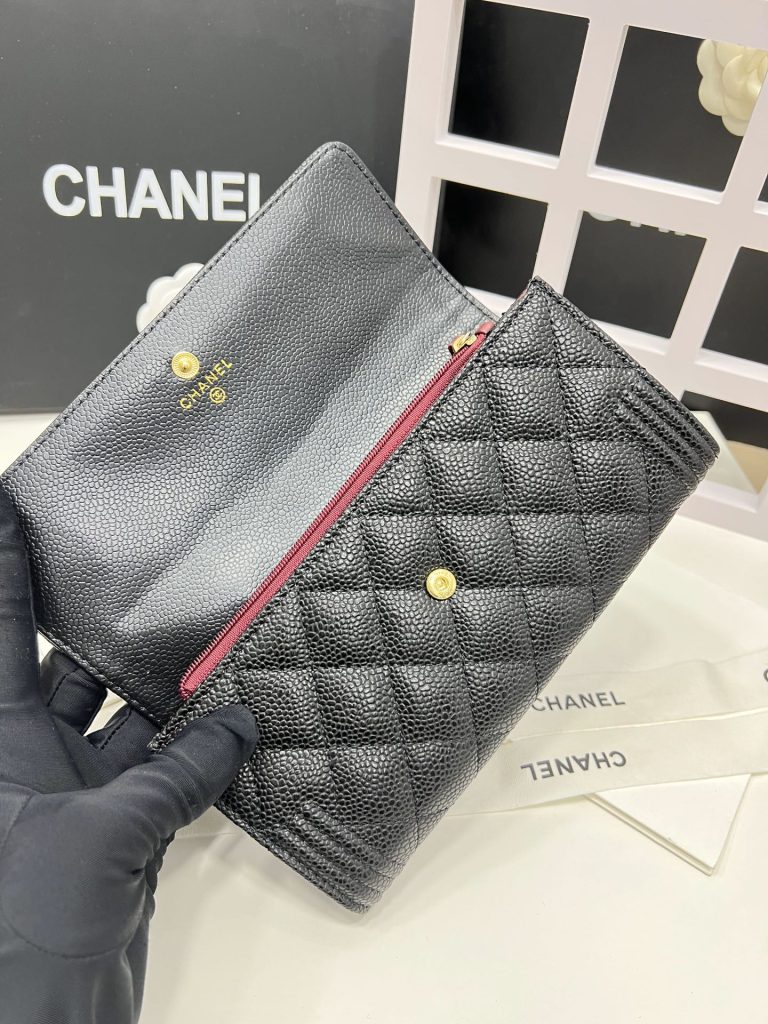 【シャネル】キャビアスキン 長財布 ココマーク金具 上品なブラックのレディースウォレット - 画像 7