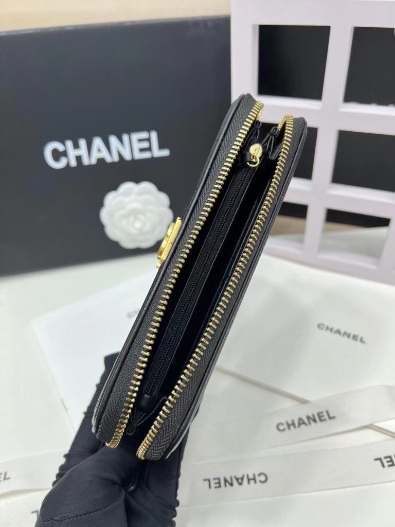 【シャネル】キャビアスキン 長財布 ココマーク金具 上品なブラックのレディースウォレット - 画像 7