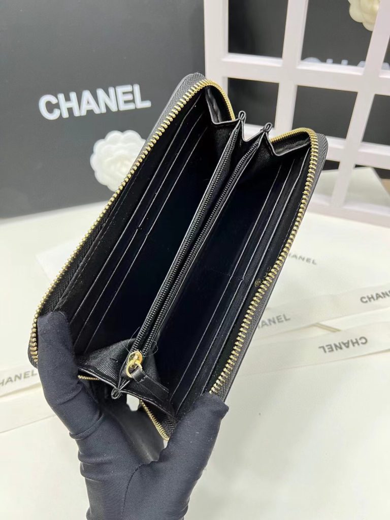 【シャネル】キャビアスキン 長財布 ココマーク金具 上品なブラックのレディースウォレット - 画像 8