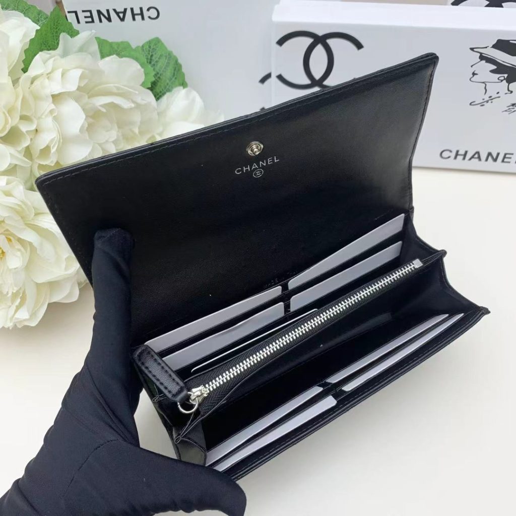 【シャネル】キャビアスキン 長財布 ココマーク金具 上品なブラック レディースウォレット - 画像 7