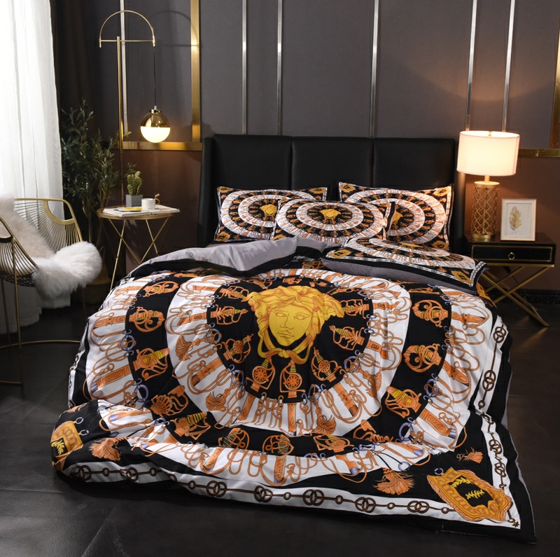 Versace ヴェルサーチ　掛け布団カバーセット4点　ダブルサイズ/キングサイズベッド　綿生地ベッドカバー　新居寝具用品　選べる5種 - 画像 7