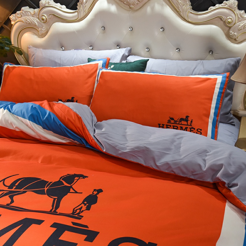 HERMES エルメス　掛け布団カバーセット4点　ダブルサイズ/キングサイズベッド　綿生地　新居寝具用品　人気ベッドカバー - 画像 3