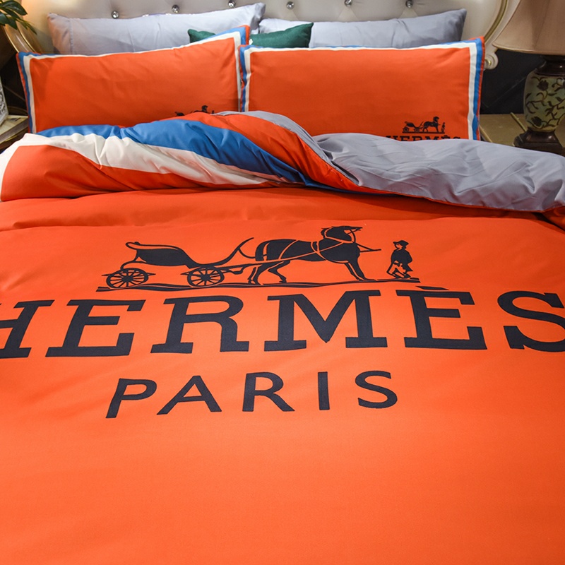 HERMES エルメス　掛け布団カバーセット4点　ダブルサイズ/キングサイズベッド　綿生地　新居寝具用品　人気ベッドカバー - 画像 2