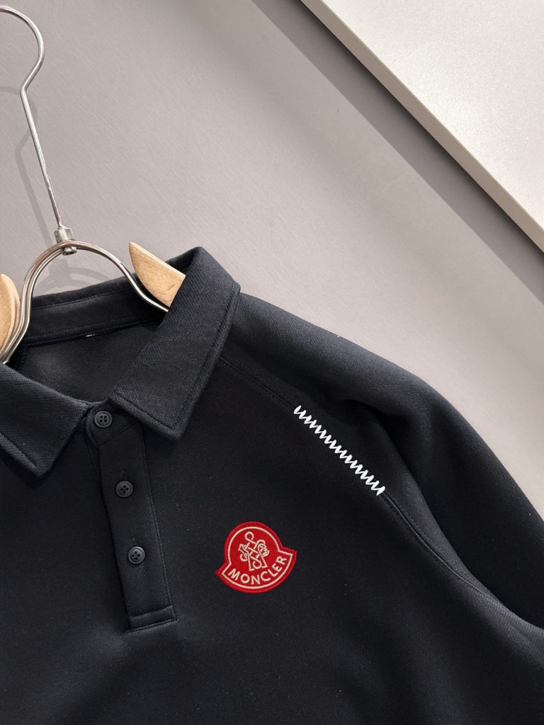 Monclerモンクレール ポロシャツ ブラック 1色入 綿100% 春秋着用 通勤 ビジネスカジュアル - 画像 4