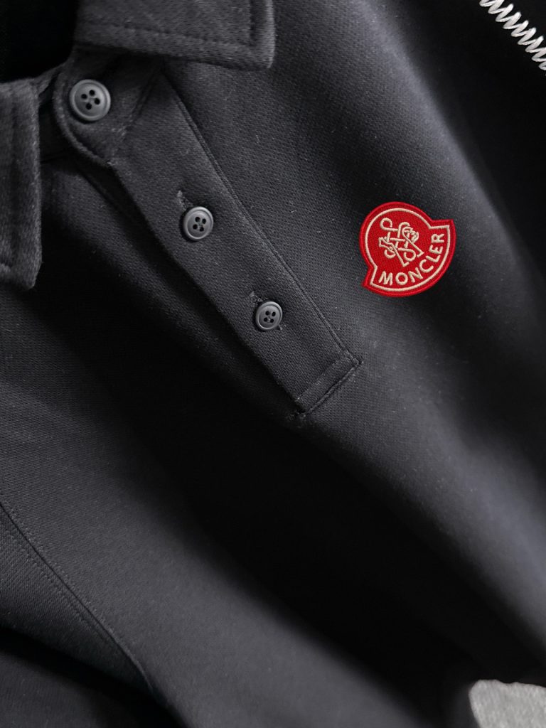 Monclerモンクレール ポロシャツ ブラック 1色入 綿100% 春秋着用 通勤 ビジネスカジュアル - 画像 5