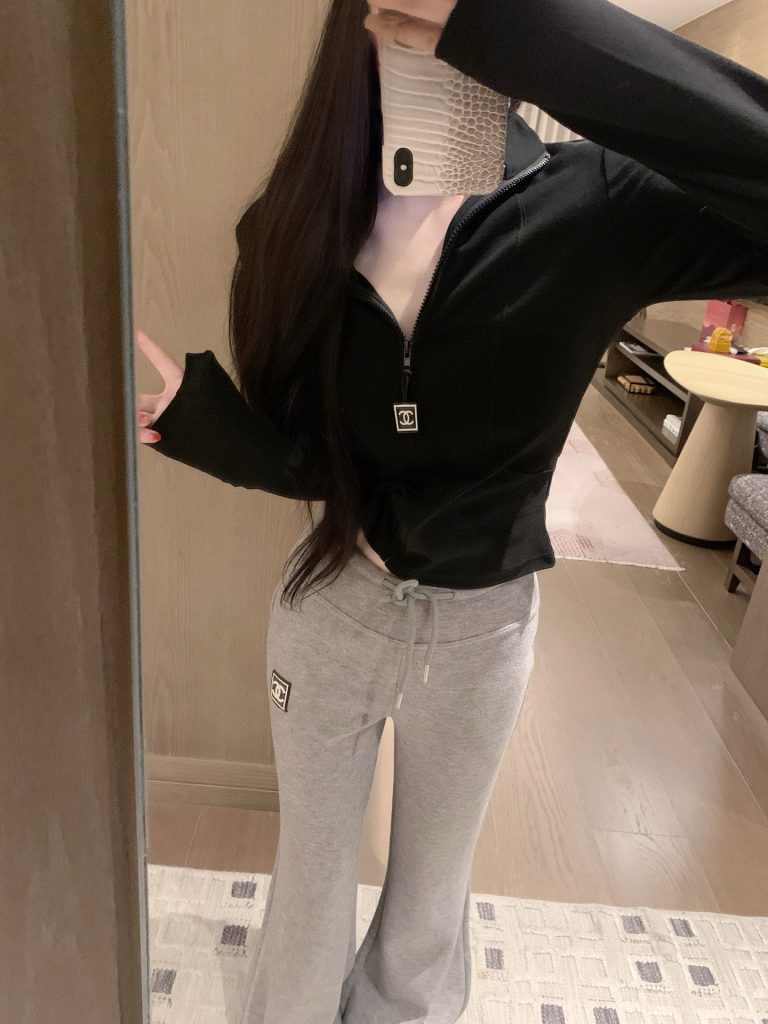 香奈儿 フリースパンツ レディース 2色 9分丈 赤いハートロゴ付き - 画像 3