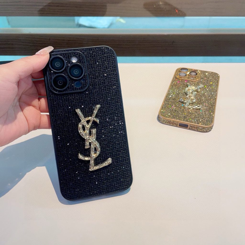 iPhoneケース【YSL】豪華 ブラック/ゴールド デザイン 手帳型スマホケース 2色入 💎 - 画像 2