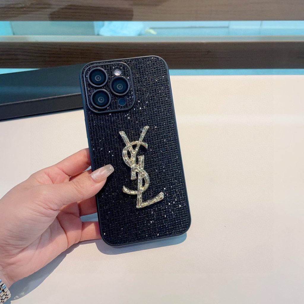 iPhoneケース【YSL】豪華 ブラック/ゴールド デザイン 手帳型スマホケース 2色入 💎 - 画像 3