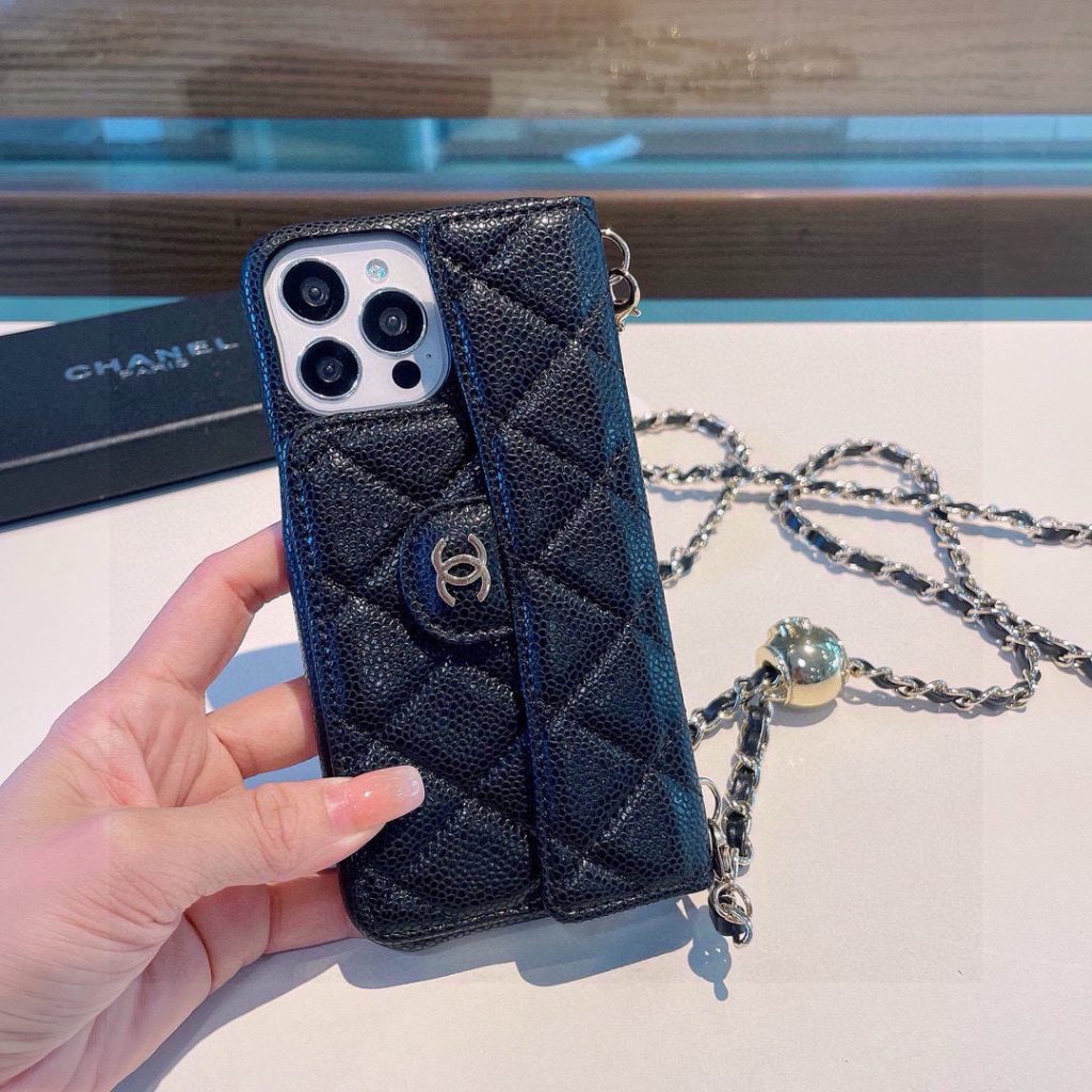 iPhoneケースシャネル CHANEL チェーン付きスマホケース 黒・白 2色入 - 画像 3