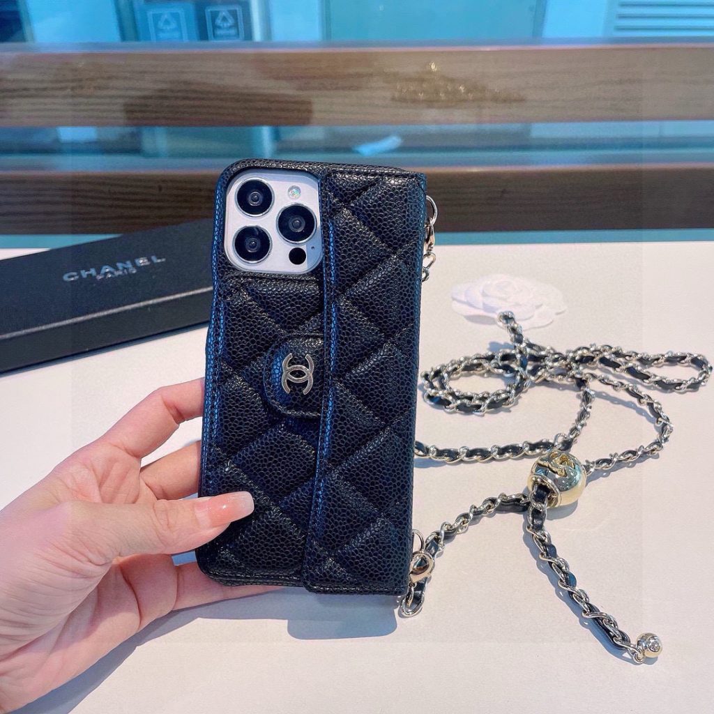 iPhoneケースシャネル CHANEL チェーン付きスマホケース 黒・白 2色入 - 画像 4