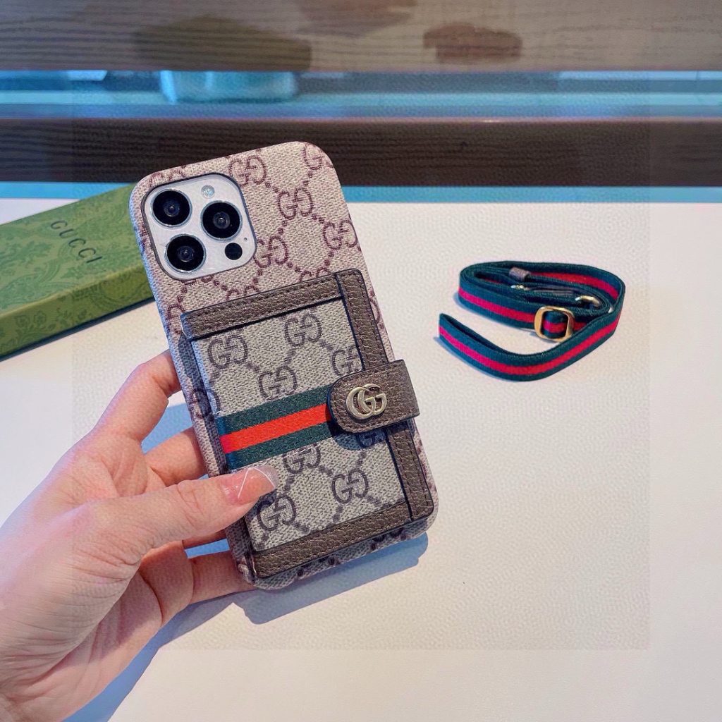iPhoneケースGUCCI ファッションスマホケース カード収納 多機能 ストラップ付き 🎁 - 画像 3