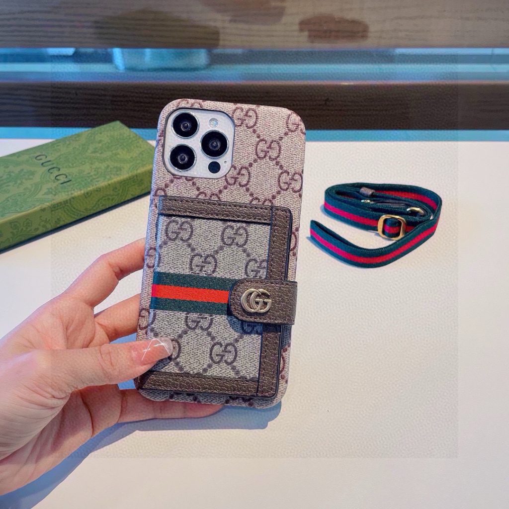 iPhoneケースGUCCI ファッションスマホケース カード収納 多機能 ストラップ付き 🎁 - 画像 6
