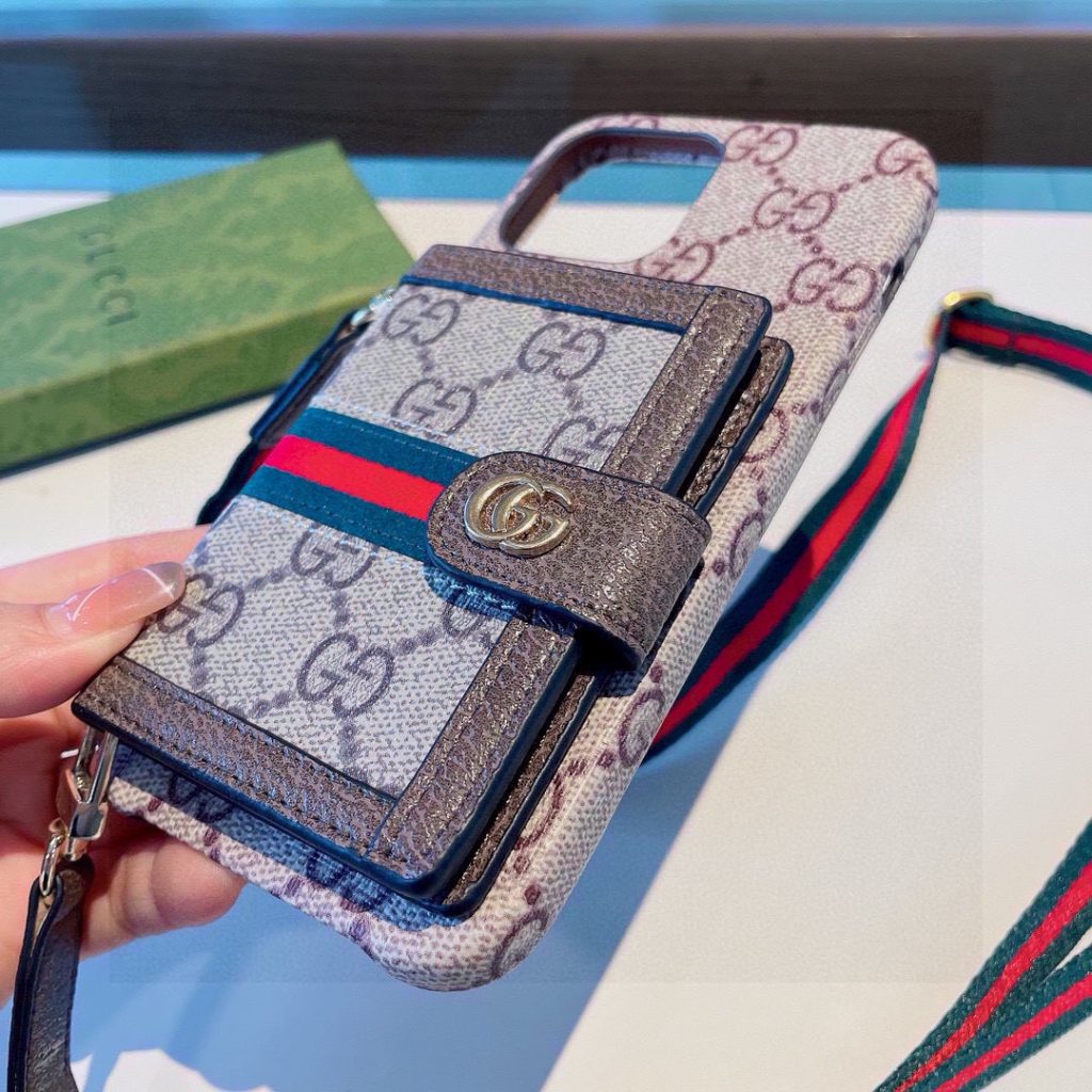 iPhoneケースGUCCI ファッションスマホケース カード収納 多機能 ストラップ付き 🎁 - 画像 7