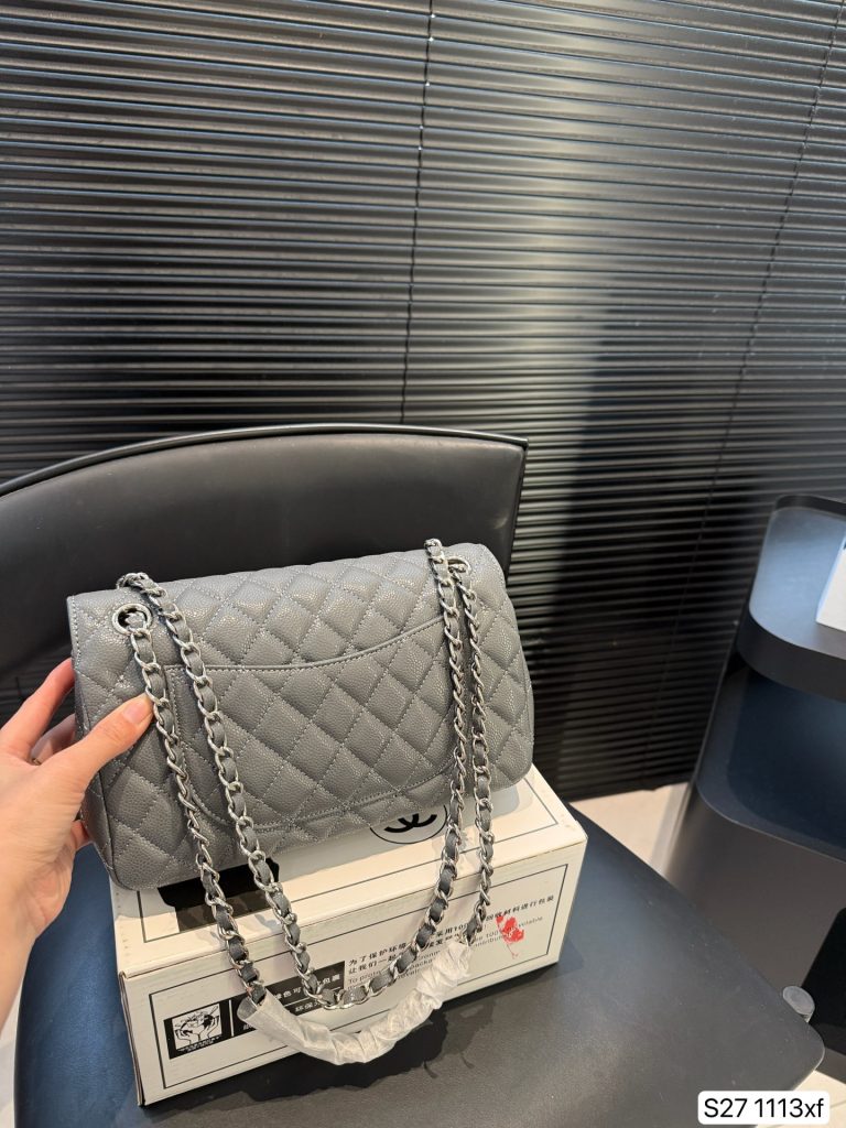 シャネル キャビア シャネル ロングチェーン レディース バッグ グレー 2色入 🖤 - 画像 7