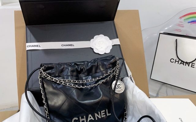 Chanel 22bag ミニ ブラック ミニバッグ 25cm 銀プレート 🖤