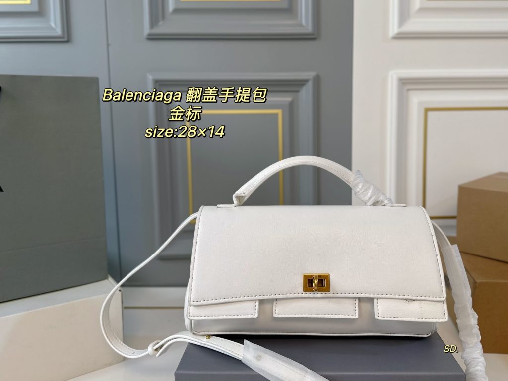 Balenciaga 翻蓋手提包 4色入 🖤 シャンパン グレー ブラック レッド 28×14cm - 画像 2