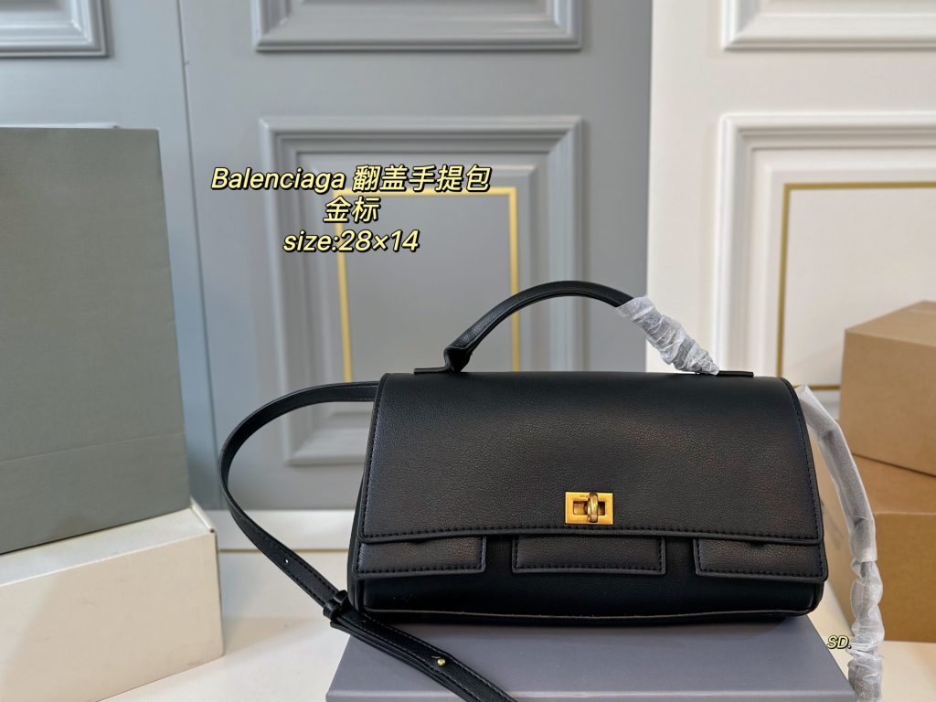 Balenciaga 翻蓋手提包 4色入 🖤 シャンパン グレー ブラック レッド 28×14cm - 画像 4