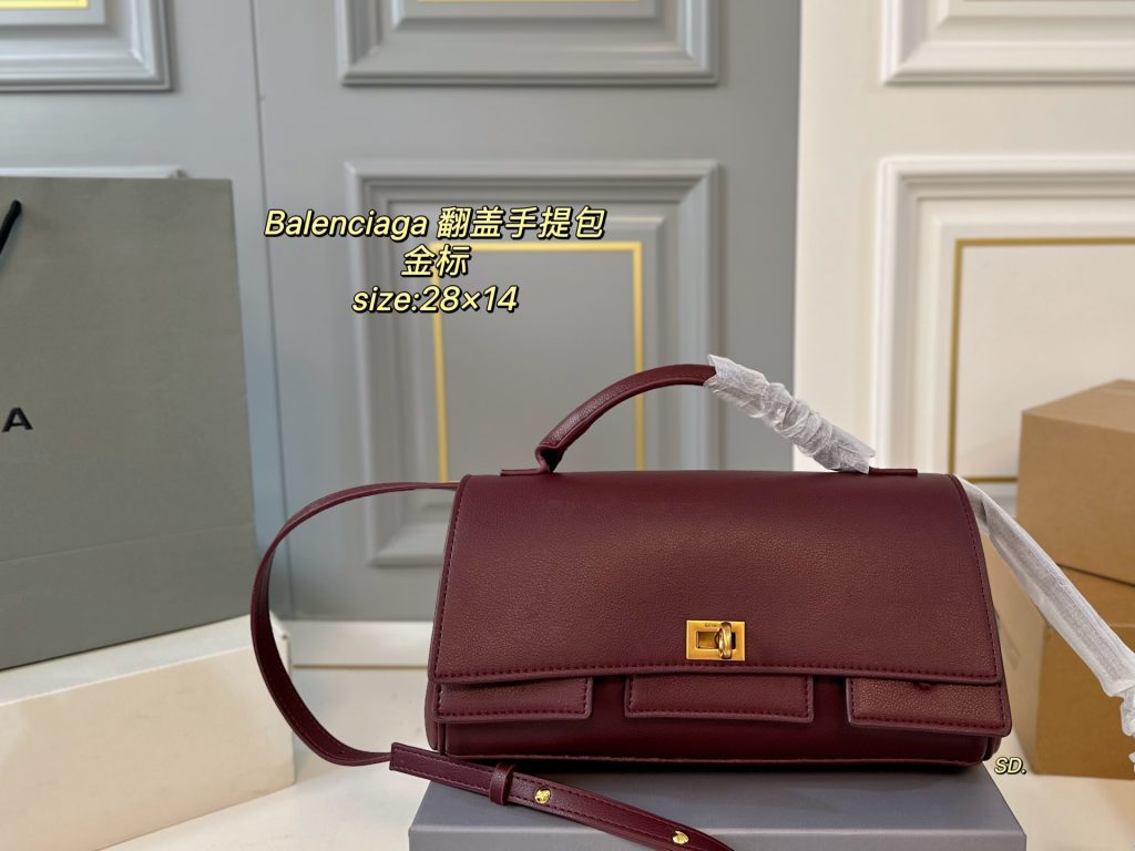 Balenciaga 翻蓋手提包 4色入 🖤 シャンパン グレー ブラック レッド 28×14cm - 画像 5