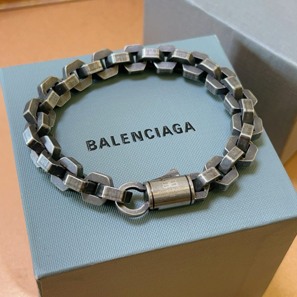 BALenciaga ブレスレット メンズ チェーンデザイン レザー風仕上げ 1色入 💎 - 画像 2