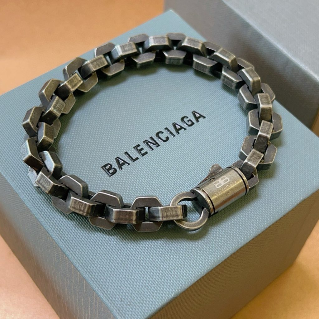BALenciaga ブレスレット メンズ チェーンデザイン レザー風仕上げ 1色入 💎 - 画像 6