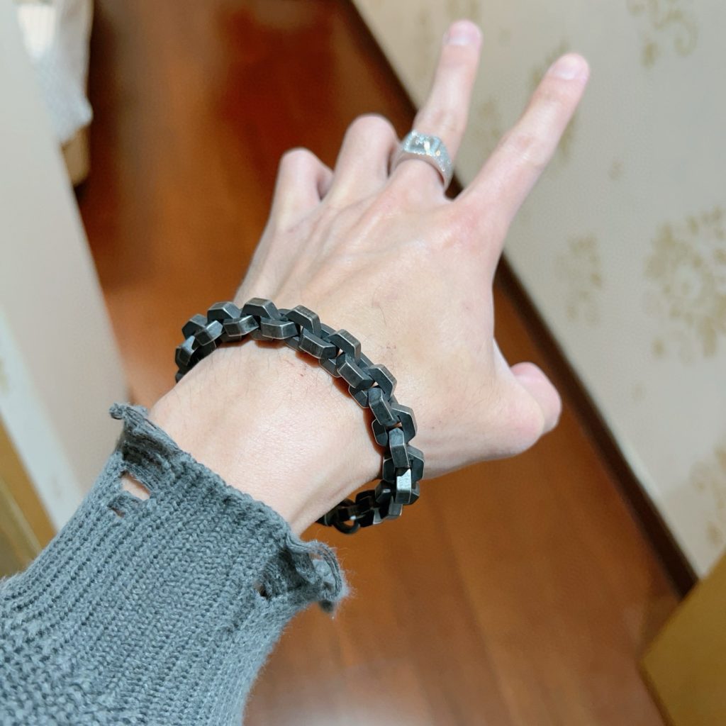 BALenciaga ブレスレット メンズ チェーンデザイン レザー風仕上げ 1色入 💎 - 画像 7