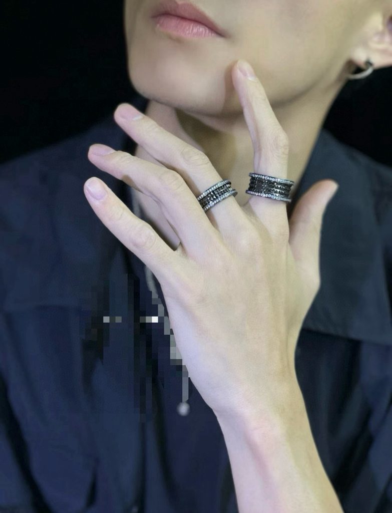 BVLGARI リング 3本セット ブラック ダイヤモンド 4色入 💎 - 画像 6