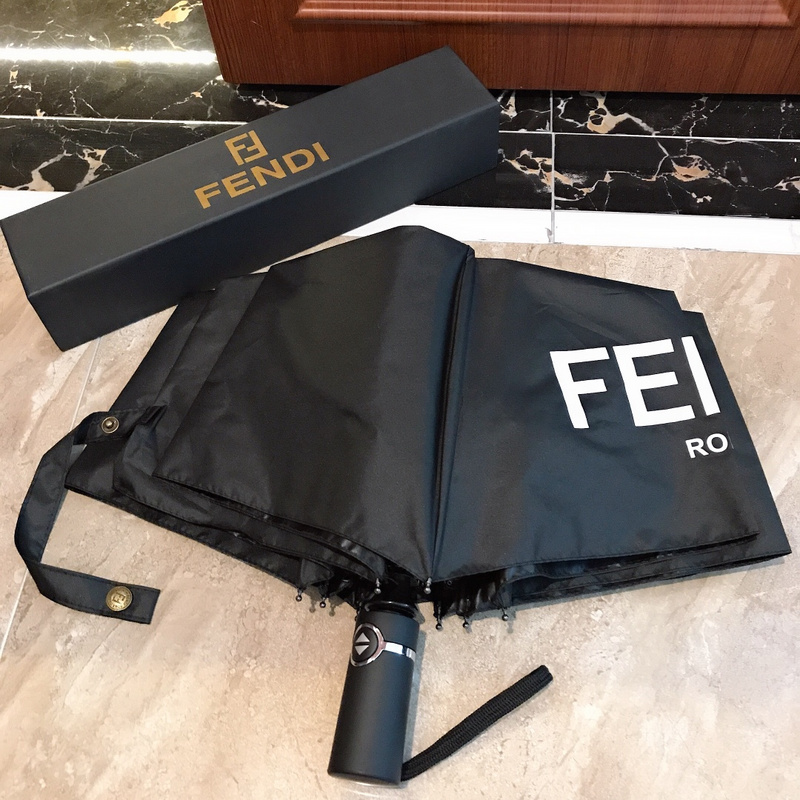 FENDI人気傘　折りたたみ傘フェンディ　アンブレラおしゃれ小物　ワンタッチ開閉傘　持ちやすい　UVカット　晴雨兼用傘　ブラック - 画像 2