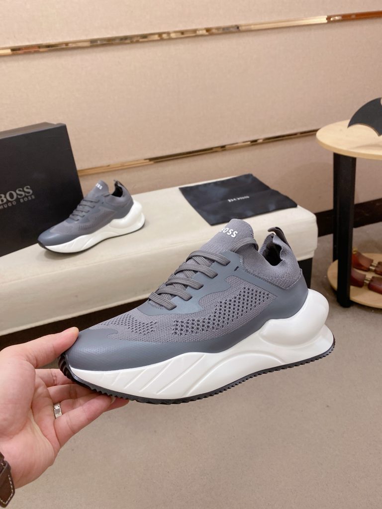 HUGO BOSS メンズ スニーカー ライトグレー メッシュ素材 40サイズ 《新作》 - 画像 3
