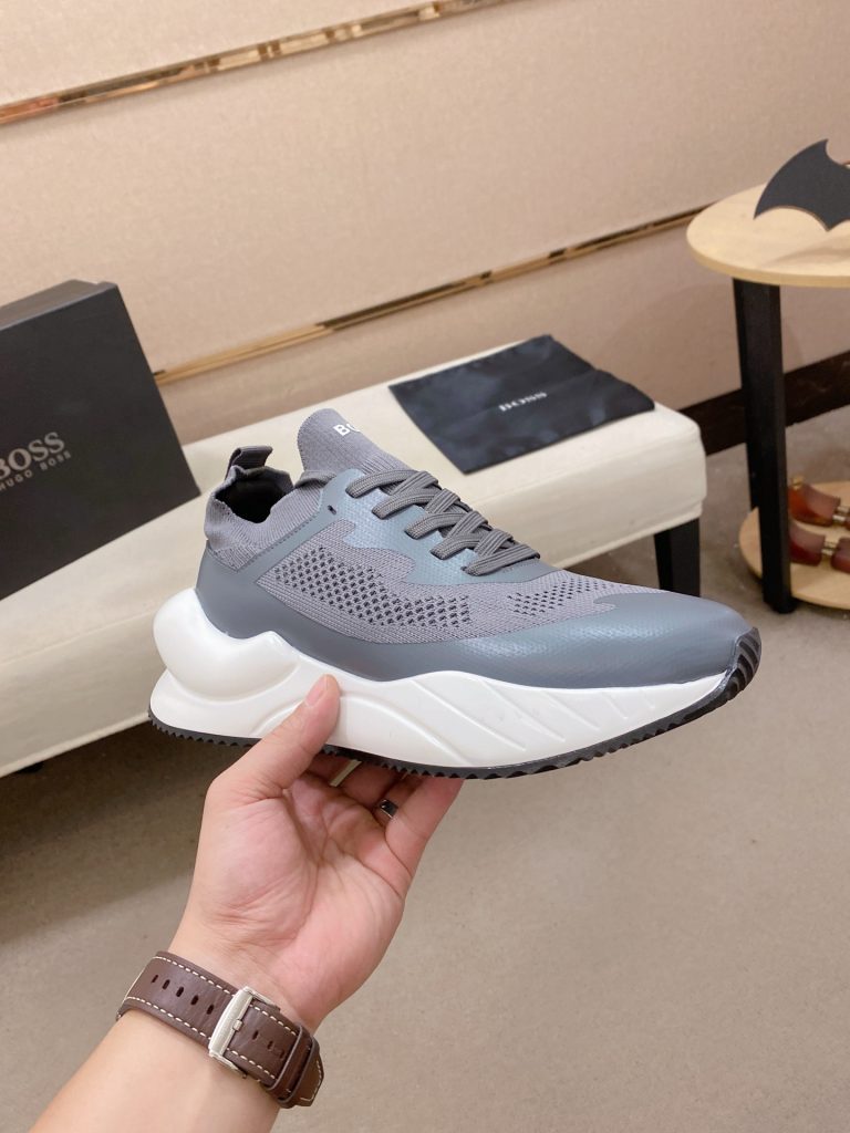 HUGO BOSS メンズ スニーカー ライトグレー メッシュ素材 40サイズ 《新作》 - 画像 4