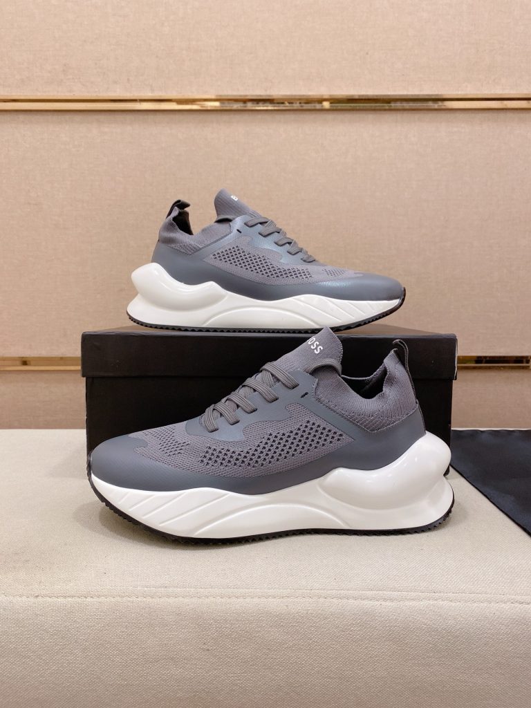HUGO BOSS メンズ スニーカー ライトグレー メッシュ素材 40サイズ 《新作》 - 画像 7
