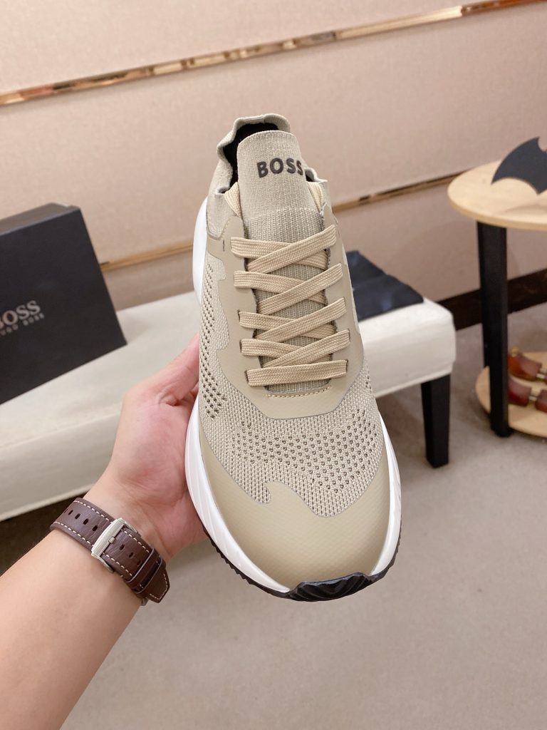 ボス メンズ スニーカー ベージュ 白いソール 人気の厚底デザイン 40サイズ 🏃‍♂️ - 画像 2