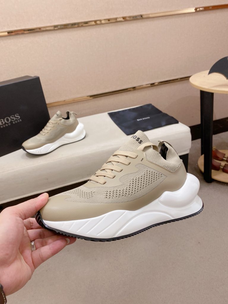 ボス メンズ スニーカー ベージュ 白いソール 人気の厚底デザイン 40サイズ 🏃‍♂️ - 画像 3