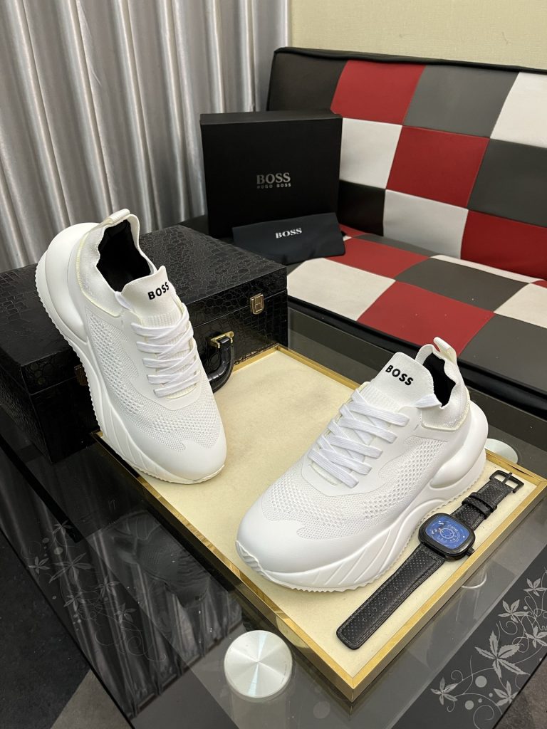 HUGO BOSS 男士运动鞋 白色 36-46 网面透气 舒适休闲鞋 🥾 - 画像 3