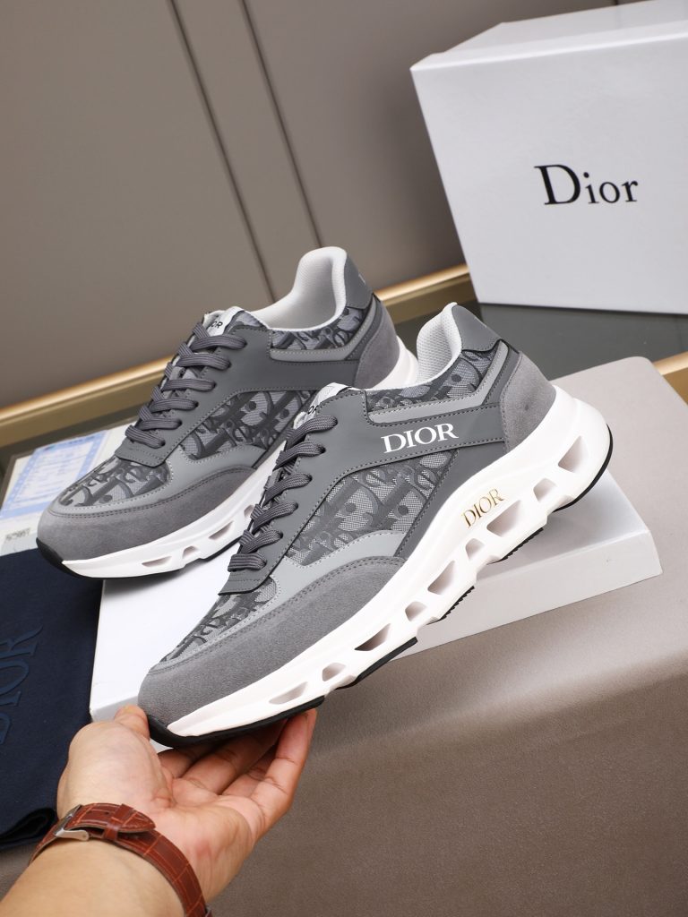 Dior メンズ スニーカー グレー レザー デザイン 3色入 🎁 - 画像 2