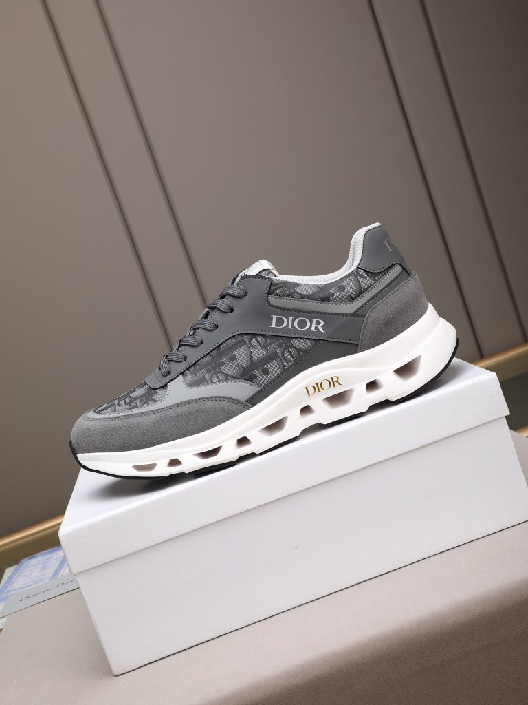 Dior メンズ スニーカー グレー レザー デザイン 3色入 🎁 - 画像 6