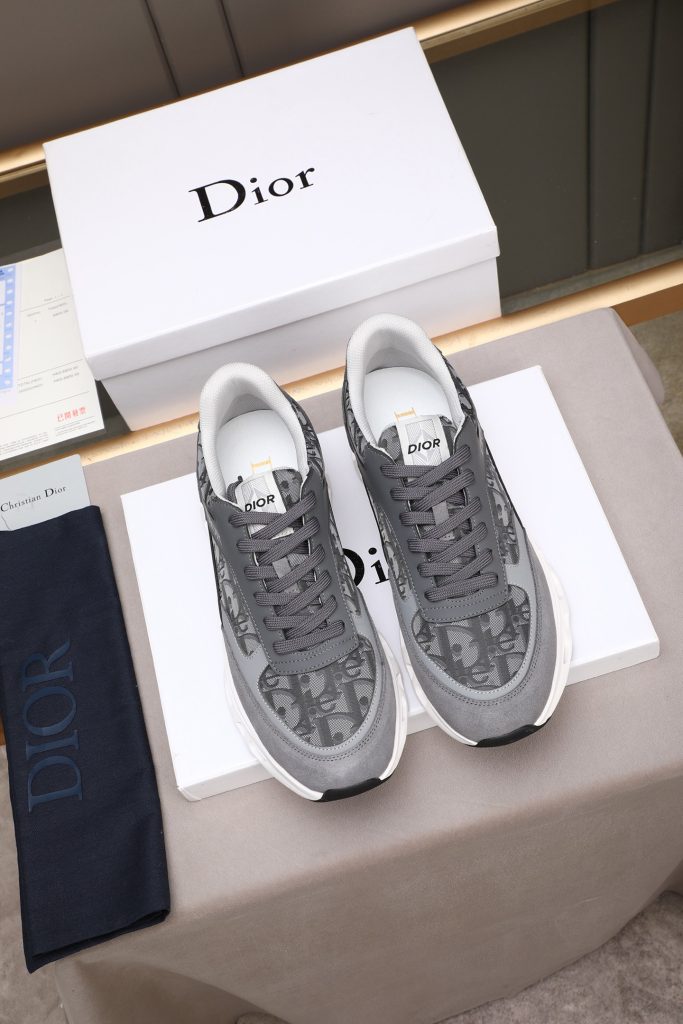 Dior メンズ スニーカー グレー レザー デザイン 3色入 🎁 - 画像 7