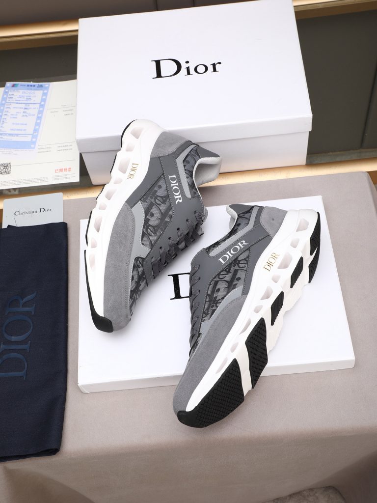 Dior メンズ スニーカー グレー レザー デザイン 3色入 🎁 - 画像 8