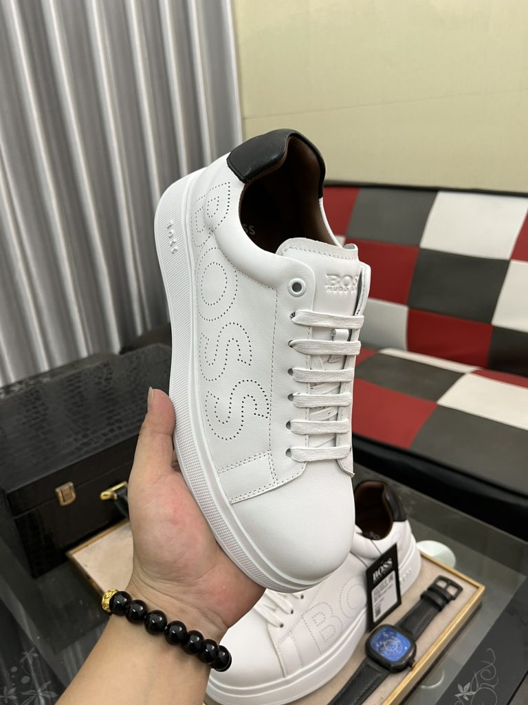 ボス メンズ スニーカー ホワイト 本革 デザイン ファッション 2色入 🎩 - 画像 4