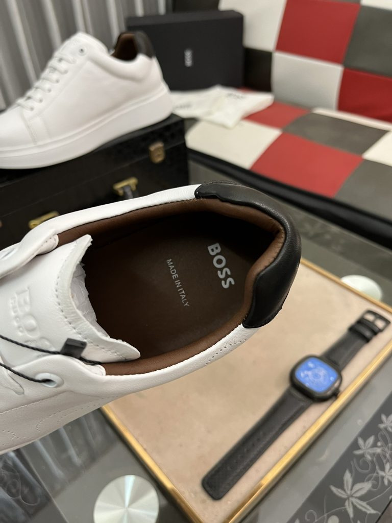 ボス メンズ スニーカー ホワイト 本革 デザイン ファッション 2色入 🎩 - 画像 8